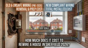 Learn how much it costs to rewire a house in Sheffield in 2026, with average prices, budgeting tips, regulations and advice on choosing a qualified electrician.